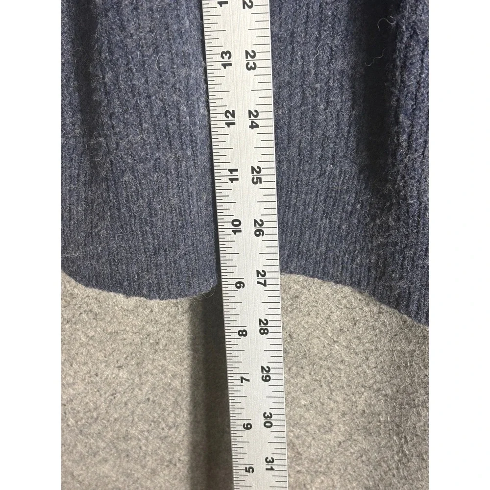 Modern Ambition Mens XL Quarter Zip Sweater Blue Merino Wool Blend Ribbed Knit‎